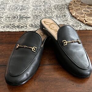 Sam Edelman Linnie Bit Mule Black Slip-On Loafers with Gold Accent